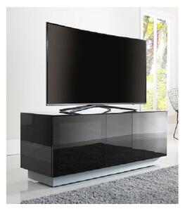 Elements Wooden TV Stand With 4 Glass Doors In Black