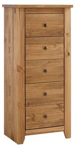 Havanan Tall Wooden Chest Of 5 Drawers In Pine