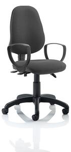 Redmon Fabric Office Chair In Charcoal With Loop Arms