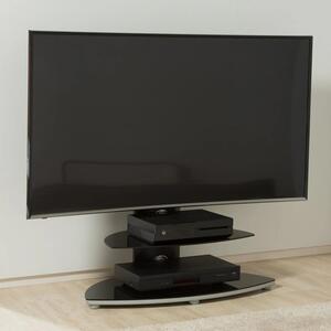 Osama Glass TV Stand With 2 Shelves And Bracket In Black