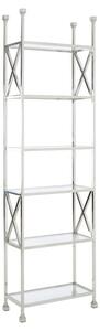 Fafnir Cross Design Clear Glass Bookshelf With Silver Frame