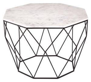 Shalom Octagonal White Marble Top Coffee Table With Black Frame