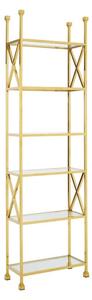 Fafnir Cross Design Clear Glass Bookshelf With Gold Frame