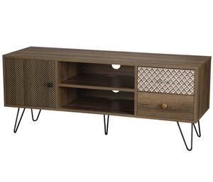 Cassava Wooden TV Stand With Black Legs In Brown