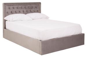 Hannata Velvet Storage Ottoman Double Bed In Brushed Steel