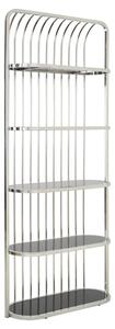 Fafnir Cage Design Black Glass Bookshelf With Silver Frame