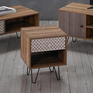 Cassava Wooden Lamp Table With Black Legs In Brown