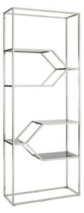 Fafnir Black Glass Shelves Bookshelf With Silver Frame