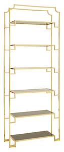 Fafnir Black Glass 6 Shelves Bookshelf With Gold Frame