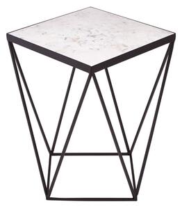 Shalom Square White Marble Top Side Table With Black Frame