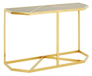 Fafnir Black Glass Top Console Table With Gold Frame