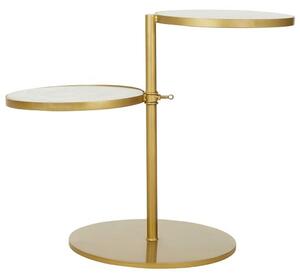 Mekbuda White Marble 2 Shelves Side Table With Gold Frame