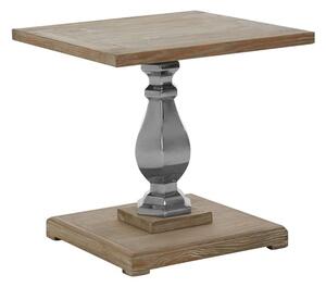 Mintaka Square Wooden Side Table With Silver Legs In Natural