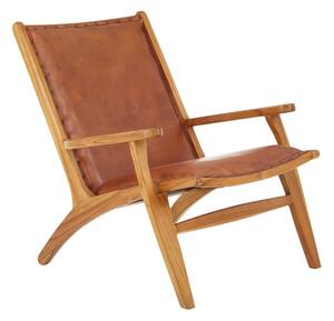 Formosa Brown Leather Bedroom Chair With Wooden Frame