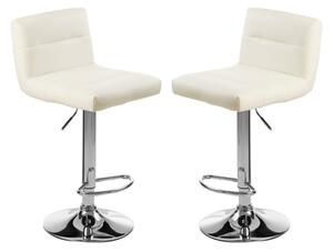 Baino White Leather Bar Chairs With Chrome Base In A Pair