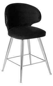 Markeb Upholstered Black Velvet Bar Stool With Silver Frame