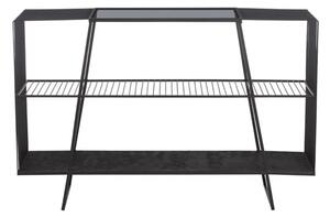 Ruchbah Grey Glass Top Console Table With Black Metal Frame