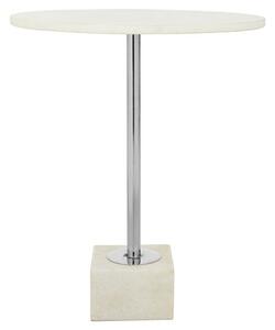 Mekbuda White Marble Top Side Table With Nickel Steel Base