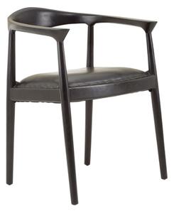 Formosa Black Leather Accent Chair With Wooden Frame