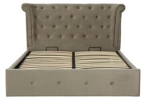 Cujam Velvet Storage Ottoman King Size Bed In Grey