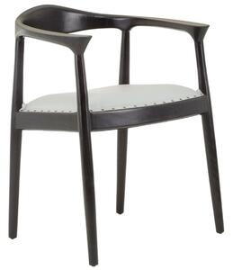 Formosa White Leather Accent Chair With Black Wooden Frame