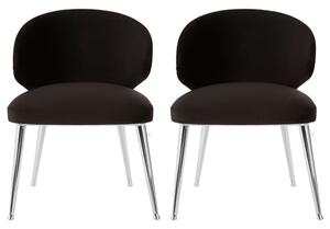 Markeb Black Velvet Dining Chair With Silver Frame In A Pair