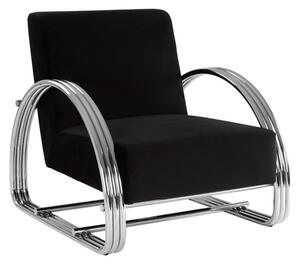 Markeb Black Fabric Leisure Chair With Silver Steel Frame