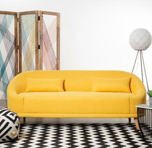 Errai Upholstered Linen Fabric 3 Seater Sofa In Yellow