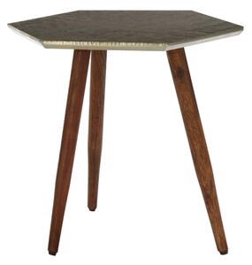 Algieba Hexagonal Wooden Side Table In Grey