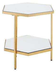 Moldovan Hexagonal Mirrored Glass Side Table With Gold Frame