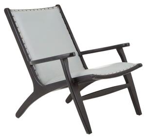 Formosa Grey Leather Bedroom Chair With Black Wooden Frame