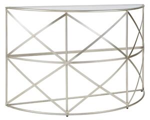 Muscida Clear Glass Top Console Table With Silver Metal Frame