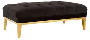 Markeb Upholstered Black Velvet Ottoman With Gold Base