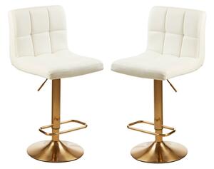 Baino White Faux Leather Bar Chairs With Gold Base In A Pair