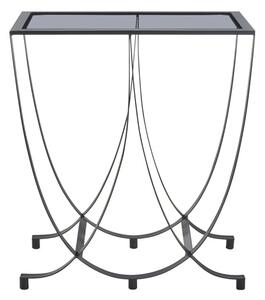 Ruchbah Black Glass Top Side Table With Curved Metal Base