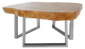 Praecipua Wooden Coffee Table With Silver Steel Base In Natural