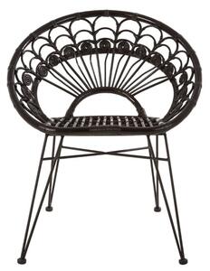 Hunor Black Kubu Rattan Chair With Black Iron Legs