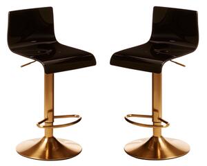 Baino Black Acrylic Bar Chairs With Gold Base In A Pair