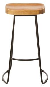 Gomeisa Oak Wood Bar Stool With Metal Base