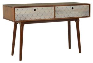 Beemim Wooden Console Table With 2 Drawers In Natural And Brown