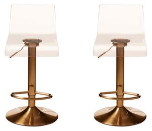 Baino Clear Acrylic Bar Chairs With Gold Base In A Pair