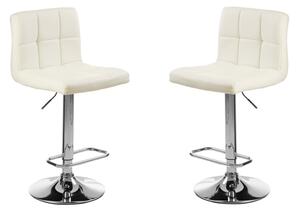 Baino White Faux Leather Bar Chairs With Chrome Base In A Pair