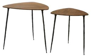 Australis Wooden Nest Of 2 Tables With Metal Legs In Brown