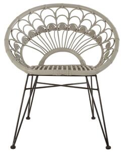 Hunor Grey Kubu Rattan Chair With Black Iron Legs