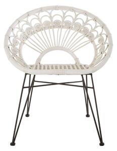 Hunor White Kubu Rattan Chair With Black Iron Legs