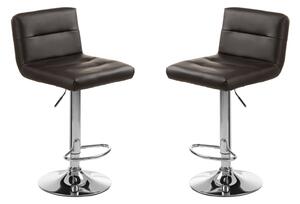 Baino Black Leather Bar Chairs With Chrome Base In A Pair