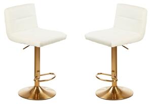 Baino White Leather Bar Chairs With Gold Base In A Pair