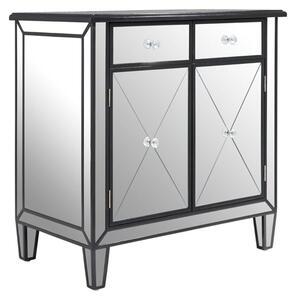 Tiffani Mirrored Glass Sideboard In Silver And Black