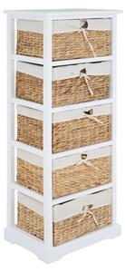 Ashbile Wooden Chest Of 5 Basket Drawers In White