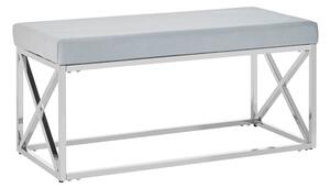 Alluras Blue Velvet Dining Bench With Silver Cross Frame